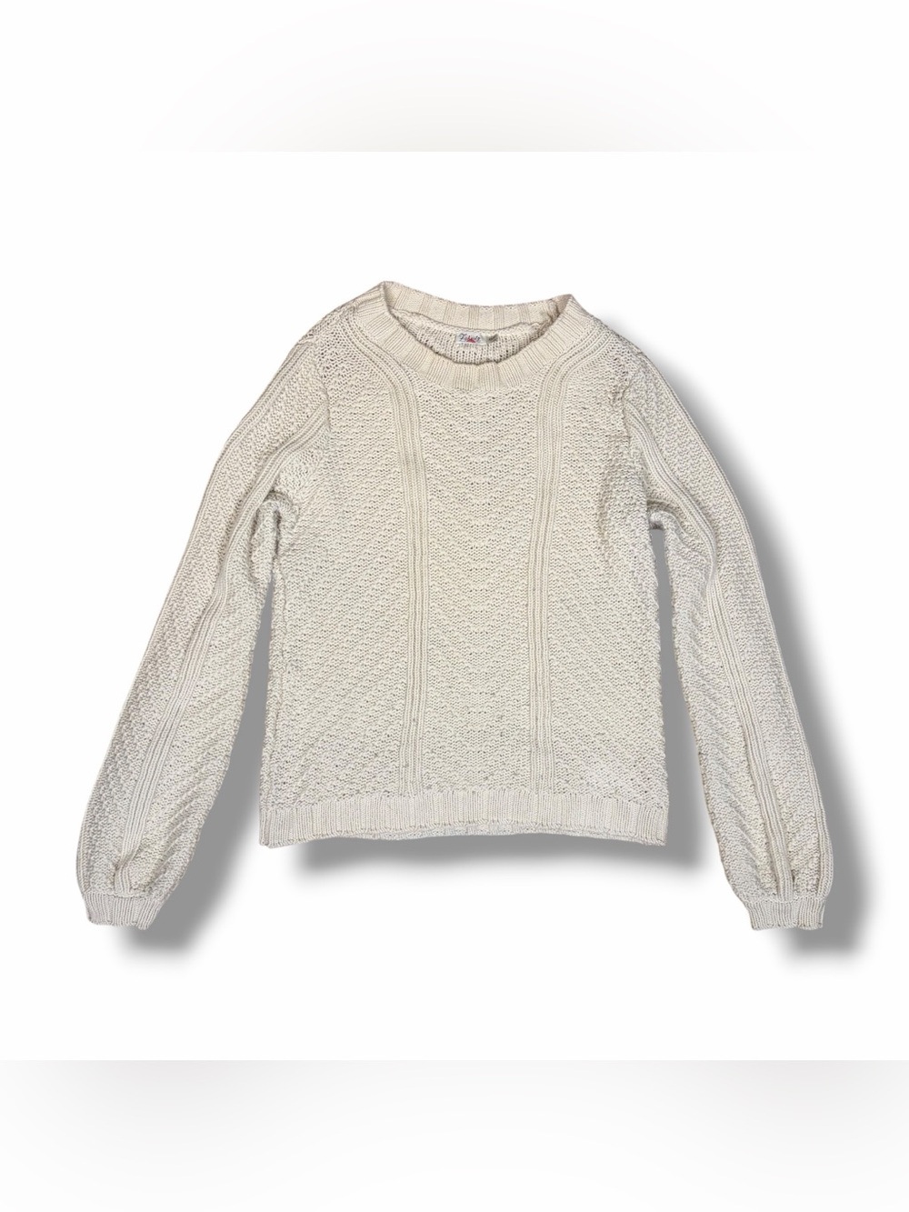 Faherty Ivory Beige Knit Long Sleeve Cali Boho Fall Sweater Sz XS